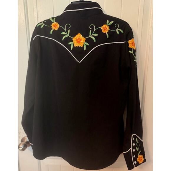 Retro Panhandle Slim Crochet Floral Embroidered Western Shirt XL - Picture 5 of 11